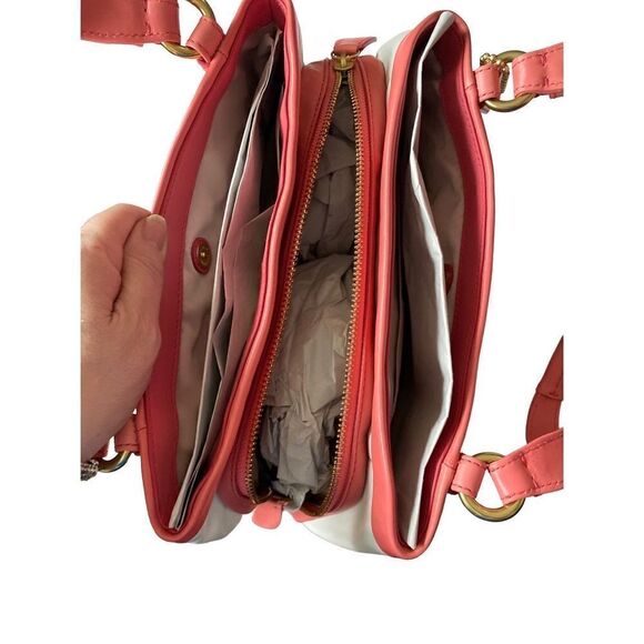 New in box, coach, cricket, leather, white, and coral satchel bag ￼A099813601 - Picture 8 of 14